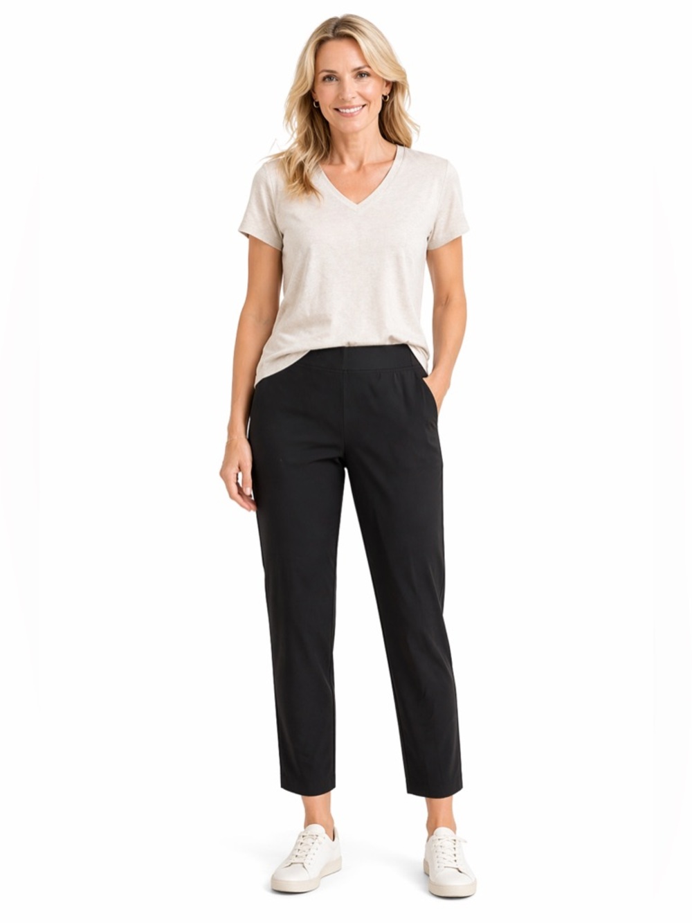 Classic Black Pull-On Straight Leg Travel Pants